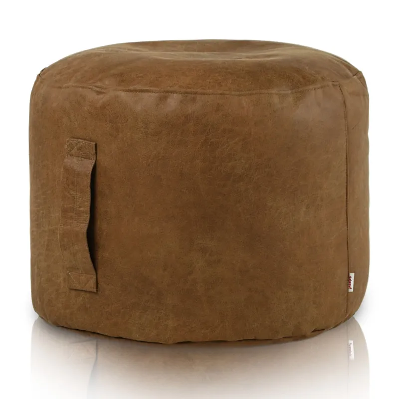 Round Cylinder Pouffe - Premium Genuine Leather