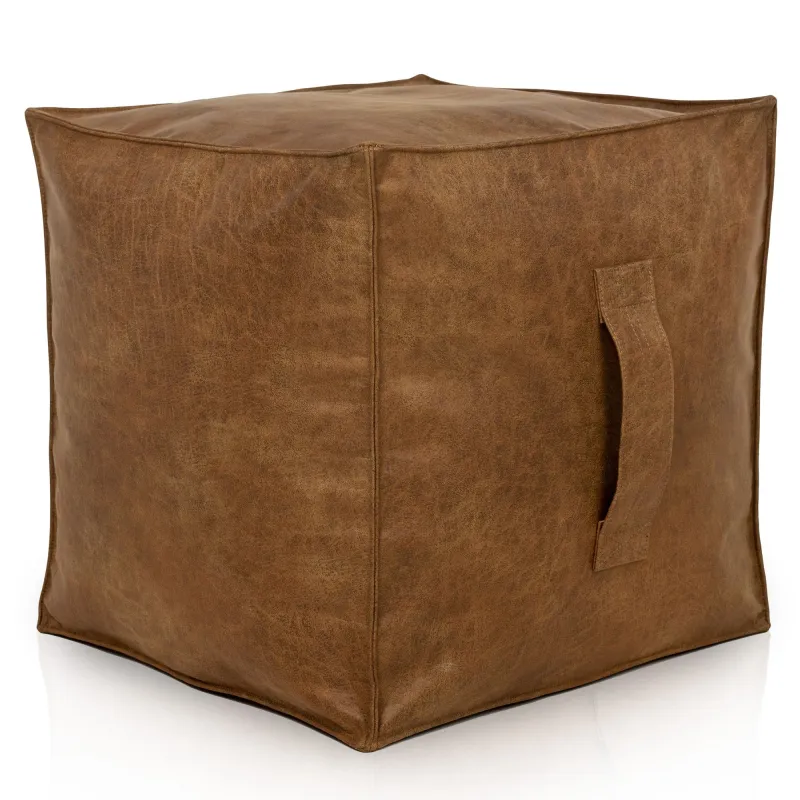 Square Cube Ottoman - Premium Genuine Leather