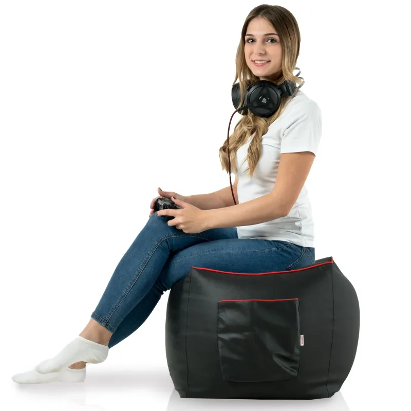 Comfortable black gaming pouf perfect for gaming and relaxation