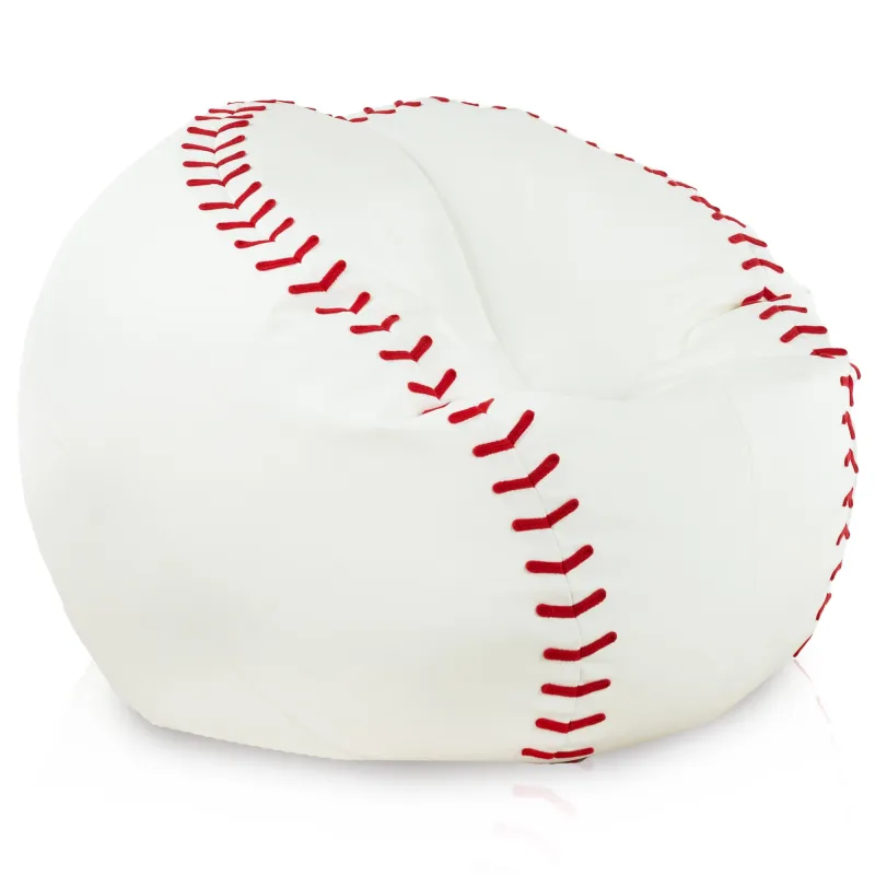 Baseball bean bag with eco-leather cover for stylish seating