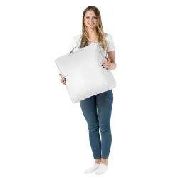 Stylish white outdoor seat cushion, enhances garden aesthetics