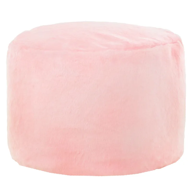 Round Cylinder Pouffe - Yeti Faux Fur