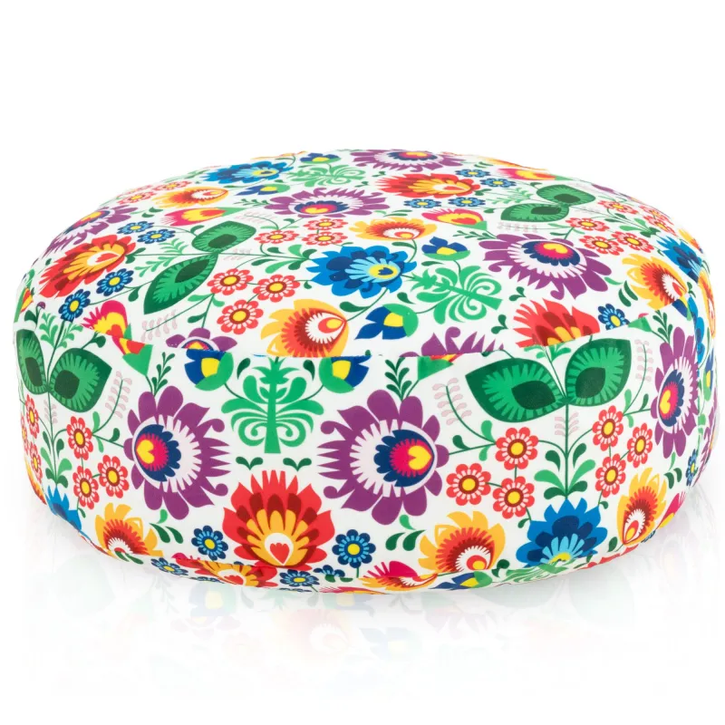 Round Footstool Pouffe - Premium Printed Fabric – view 48