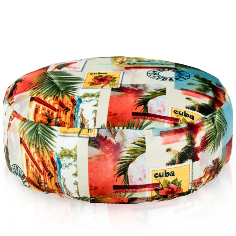 Round Footstool Pouffe - Premium Printed Fabric – view 39