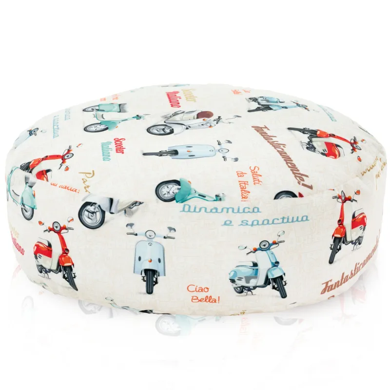 Round Footstool Pouffe - Premium Printed Fabric – view 36