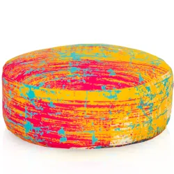 Round Footstool Pouffe - Premium Printed Fabric