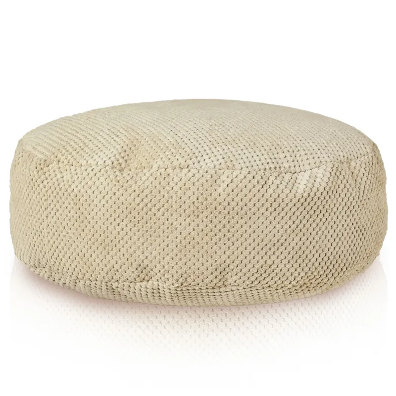 Beige Dot footstool in soft velvet, perfect for living room comfort