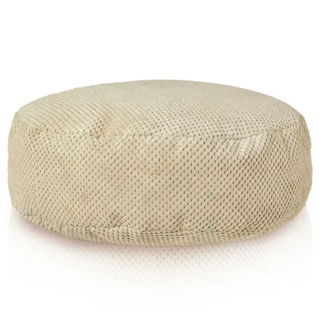 Beige Dot footstool in soft velvet, perfect for living room comfort