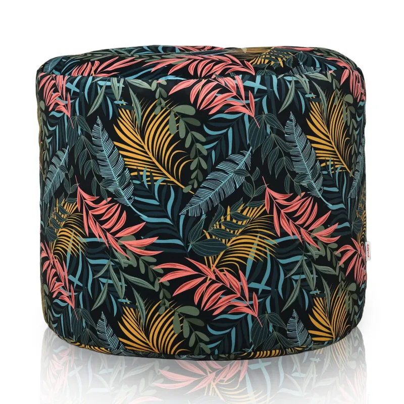 Round Cylinder Pouffe - Premium Printed Fabric