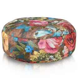 Round Footstool Pouffe - Premium Printed Fabric