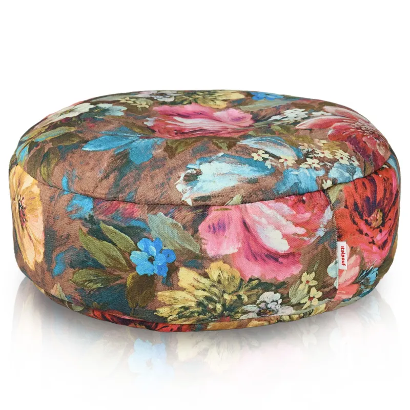 Round Footstool Pouffe - Premium Printed Fabric – view 7