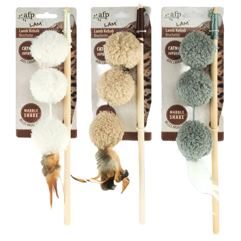 LAMB KEBAB cat toy with catnip, rod for pets accessories