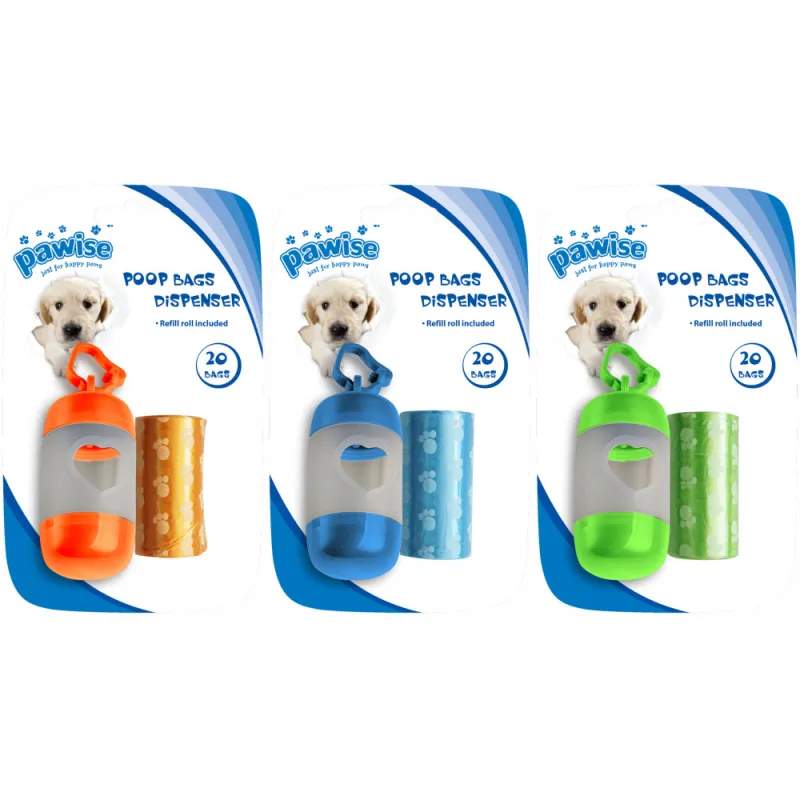 Feces bag dispenser 2 x 20 bags, practical accessory for dog owners