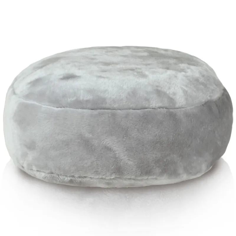 Round Footstool Pouffe - Yeti Faux Fur