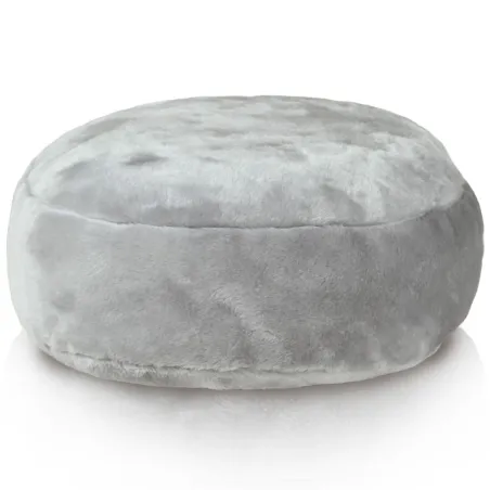 Round Footstool Pouffe - Yeti Faux Fur