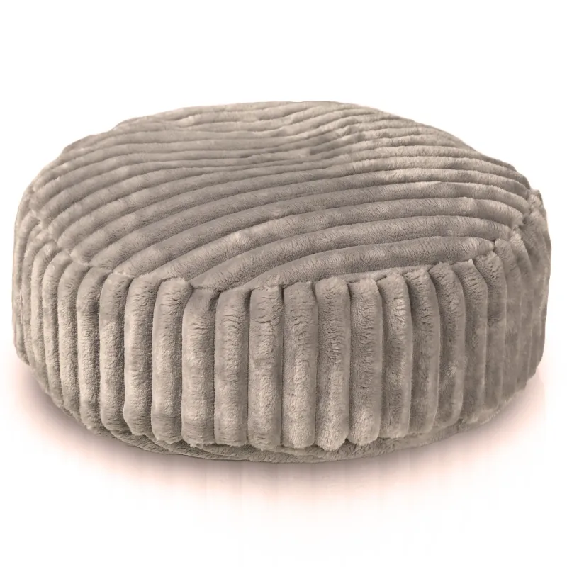 Beige footstool with striped design, stylish ottoman for living room