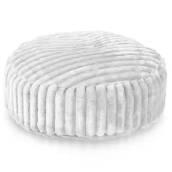 Round Footstool Pouffe - Jumbo Corduroy Royal