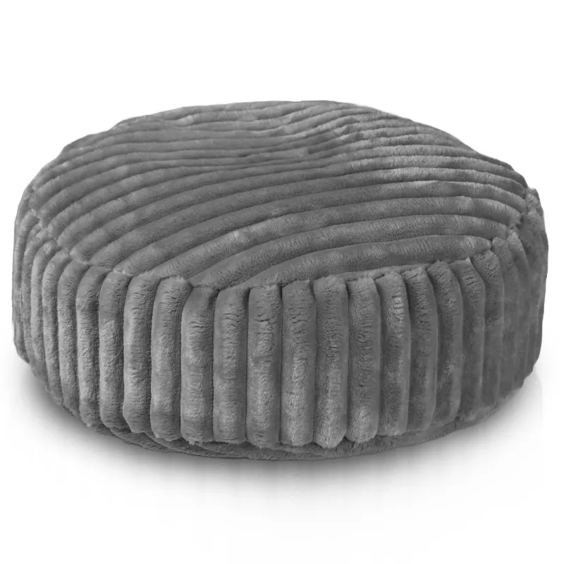 Round Footstool Pouffe - Jumbo Cord Stripe