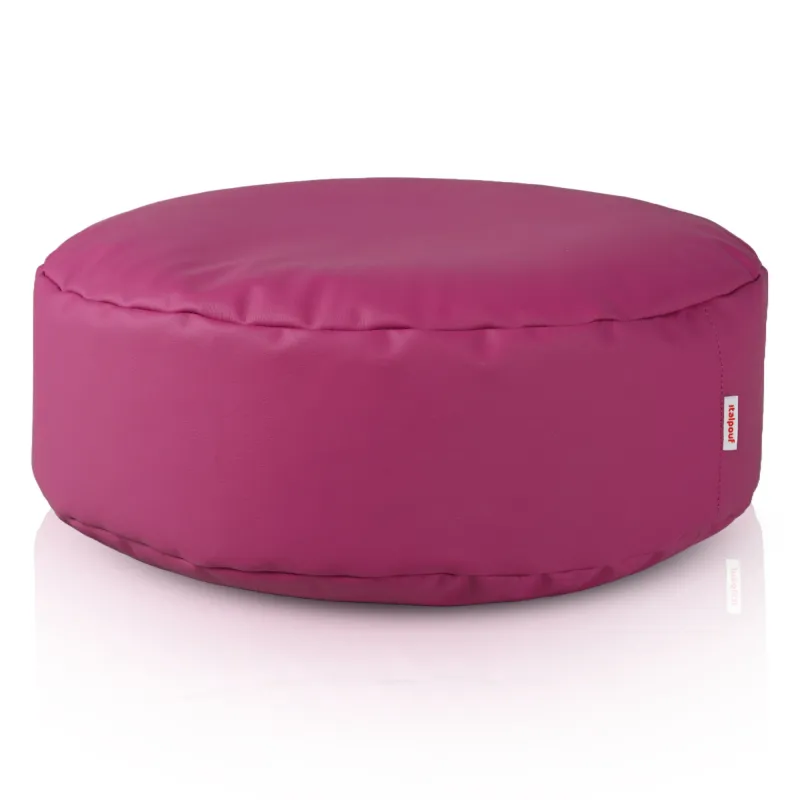 Round Footstool Pouffe - Faux Leather