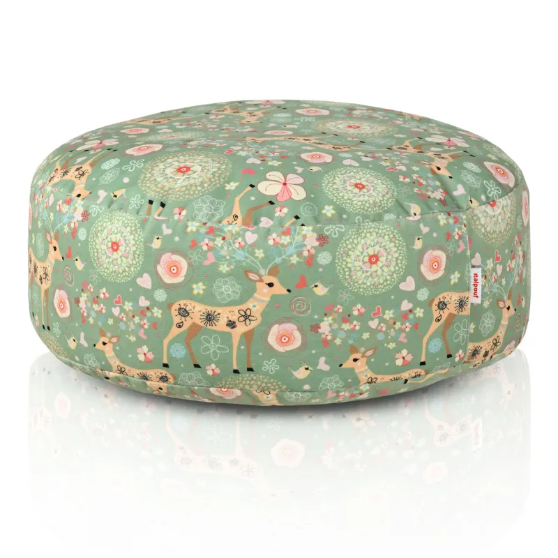 Round Footstool Pouffe - Premium Printed Fabric – view 3