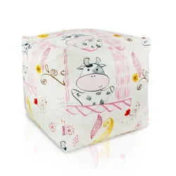 Square Cube Ottoman - Premium Printed Fabric