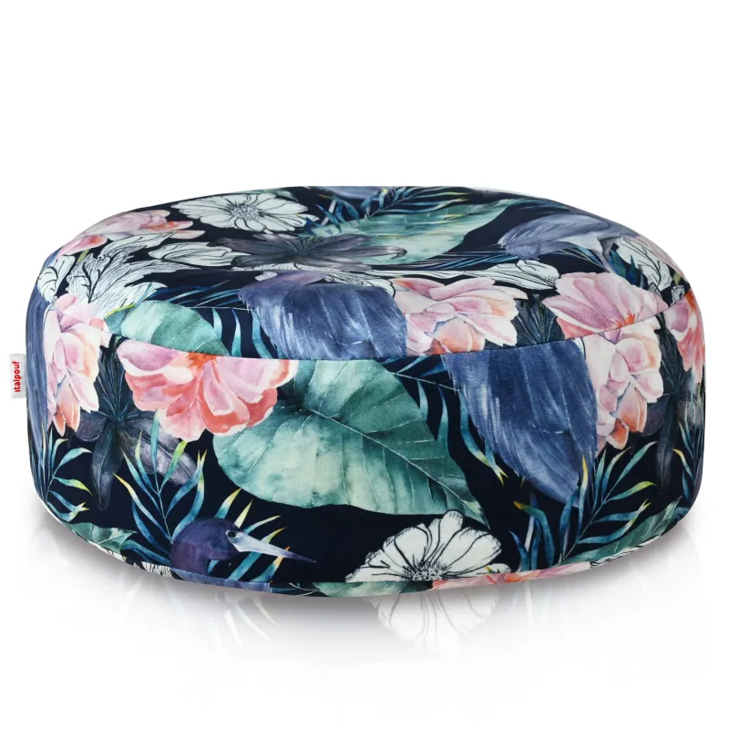 Round Footstool Pouffe - Premium Printed Fabric – view 22