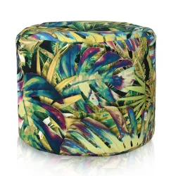 Round Cylinder Pouffe - Premium Printed Fabric