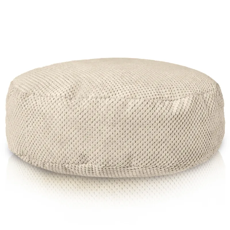 Round Footstool Pouffe - Dot Textured Velvet – view 2