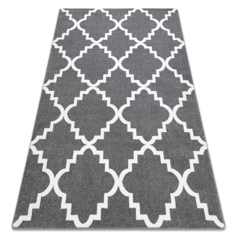 Dywan SKETCH - F343 szaro/biała koniczyna marokańska trellis