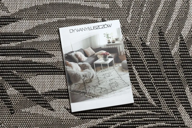 DYWAN SZNURKOWY SIZAL FLOORLUX 20504 LIŚCIE srebrny / czarny DŻUNGLA