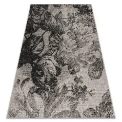 CARPET SIZAL FLOORLUX 20491 FLOWERS silver / black 