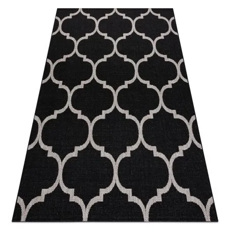 DYWAN SZNURKOWY SIZAL FLOORLUX 20608 , koniczyna marokańska, trellis czarny / srebrny 