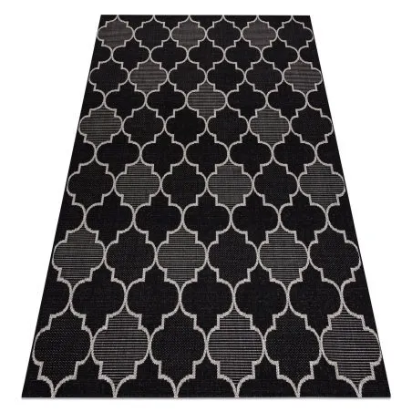 DYWAN SZNURKOWY SIZAL FLOORLUX 20607 , koniczyna marokańska, trellis  czarny / srebrny