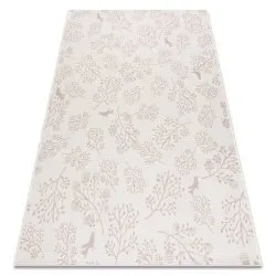 Carpet FLAT 48774/526 Leaves Birds - cream pink