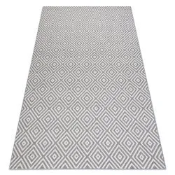 Carpet SISAL FLAT 48607637 Squares diamonds grey / cream