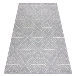 Carpet SISAL FLAT 48731637 Squares diamonds, geometric grey / cream