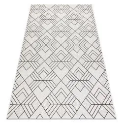 Carpet SISAL FLAT 48731960 Squares diamonds, geometric cream / grey 