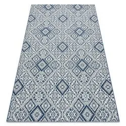 Carpet COLOR 19247/699 SISAL Squares Diamonds Plates Blue
