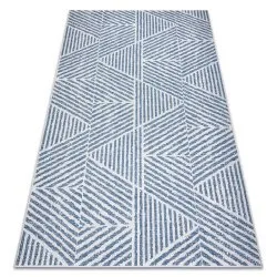 Carpet COLOR 47176360 SISAL lines, triangles, zigzag beige / blue