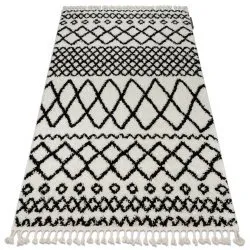 Carpet BERBER SAFI N9040 white / black Fringe Berber Moroccan shaggy