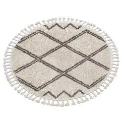 Carpet BERBER ASILA circle cream / brown Fringe Berber Moroccan shaggy