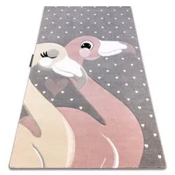 Carpet PETIT FLAMINGOS HEARTS grey