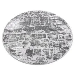 Modern MEFE carpet Circle 6184 Paving brick - structural two levels of fleece dark grey 