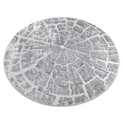 Modern MEFE carpet Circle 6185 Tree wood - structural two levels of fleece grey 
