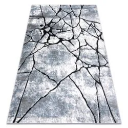 Modern carpet COZY 8873 Cracks, Cracked concrete - structural two levels of fleece light grey / blue