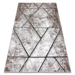 Modern carpet COZY 8872 Wall, geometric, triangles - structural two levels of fleece brown