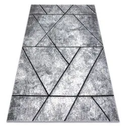 Modern carpet COZY 8872 Wall, geometric, triangles - structural two levels of fleece grey / blue