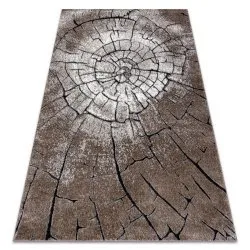 Modern carpet COZY 8875 Wood, tree trunk - structural two levels of fleece brown