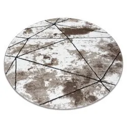Modern carpet COZY Polygons Circle, geometric, triangles - structural two levels of fleece, brown