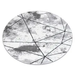 Modern carpet COZY Polygons Circle, geometric, triangles - structural two levels of fleece, grey